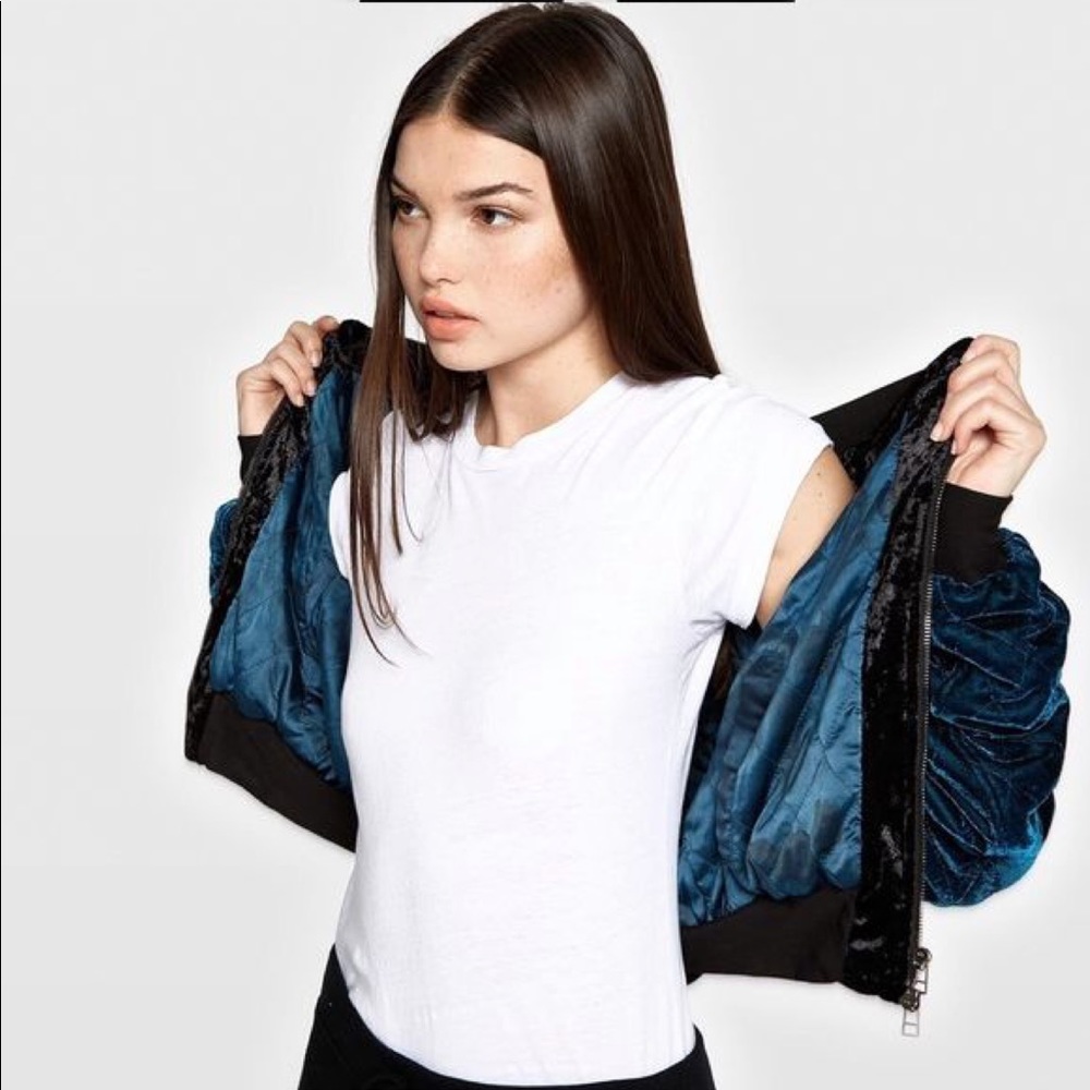 Pam & Gela Reversible Velvet Satin Bomber Jacket